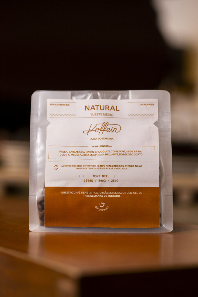 Bolsa de café de especialidad Bourbune Ambar, proceso natural, cultivado en Puebla.